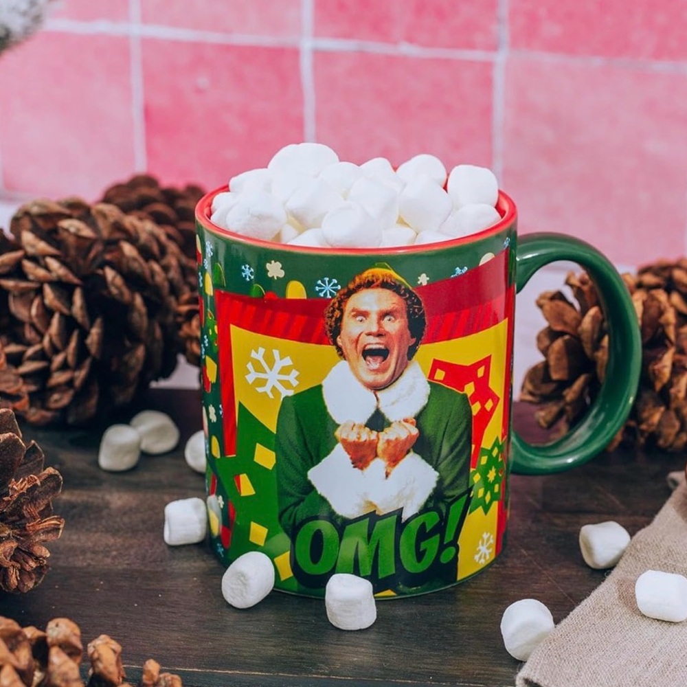 NEW Elf OMG! Santa's Coming! Mug Will Ferrell Holiday Decor Christmas Green